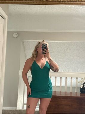 SHEIN Teal Halter Bodycon Mini Dress